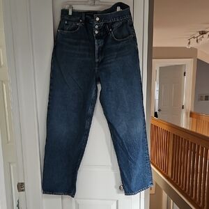 Agolde Blue Flare Wide Leg Jeans with Vintage Appeal